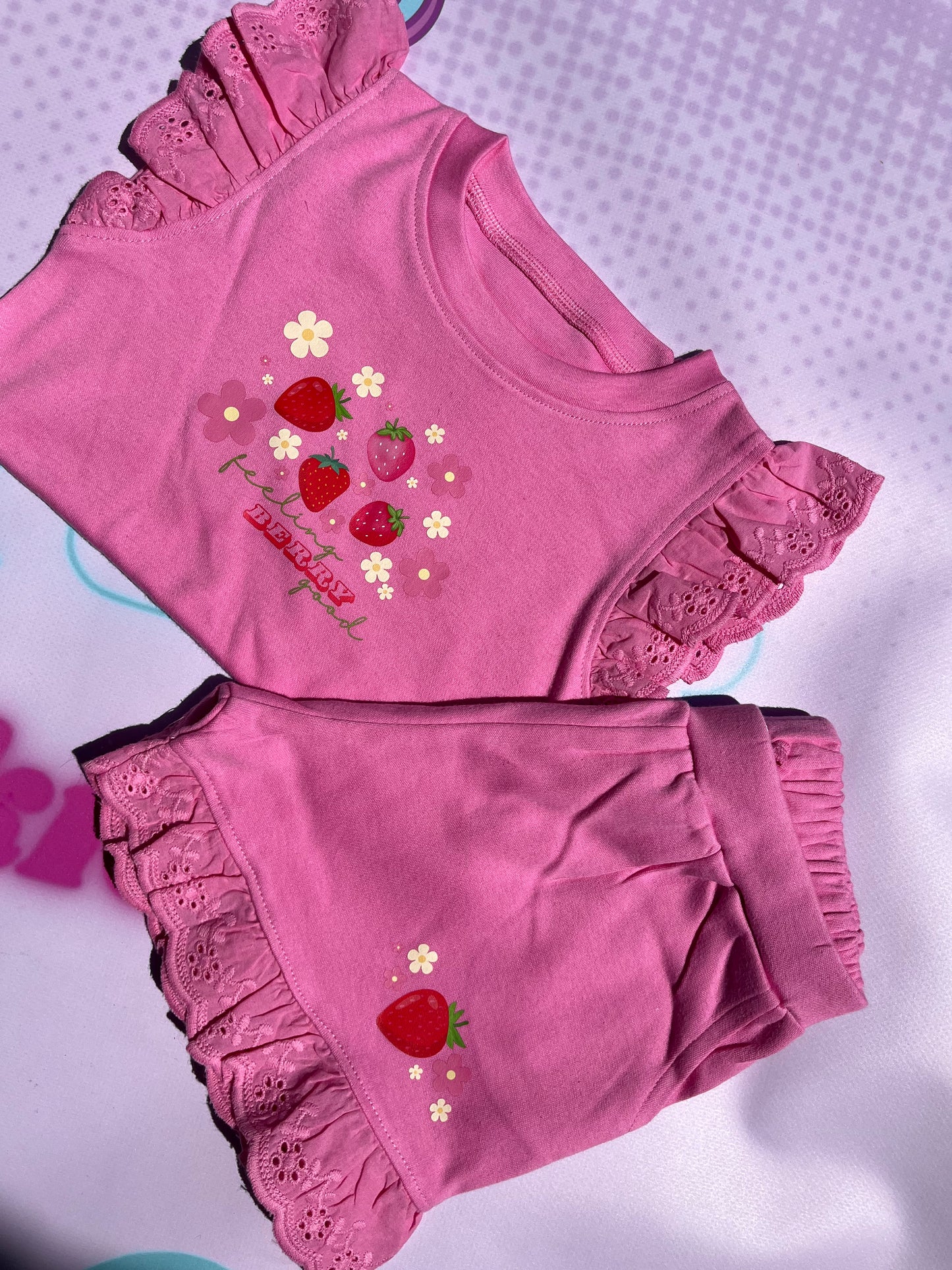 Strawberry Frill Shorts Set